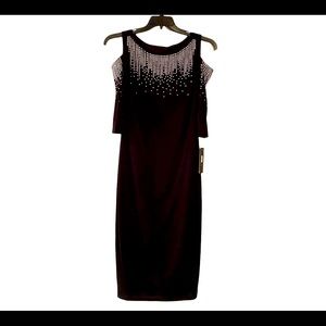 New Karen T Design Long Black Jeweled Dress Large